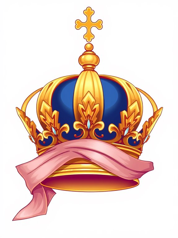 crown adorned with ribbon