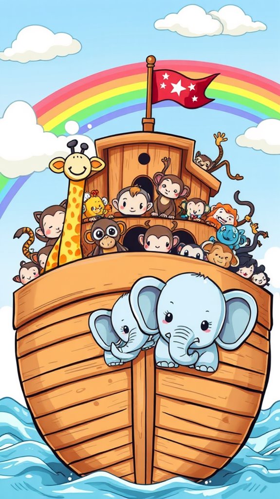 cute animal boat scene