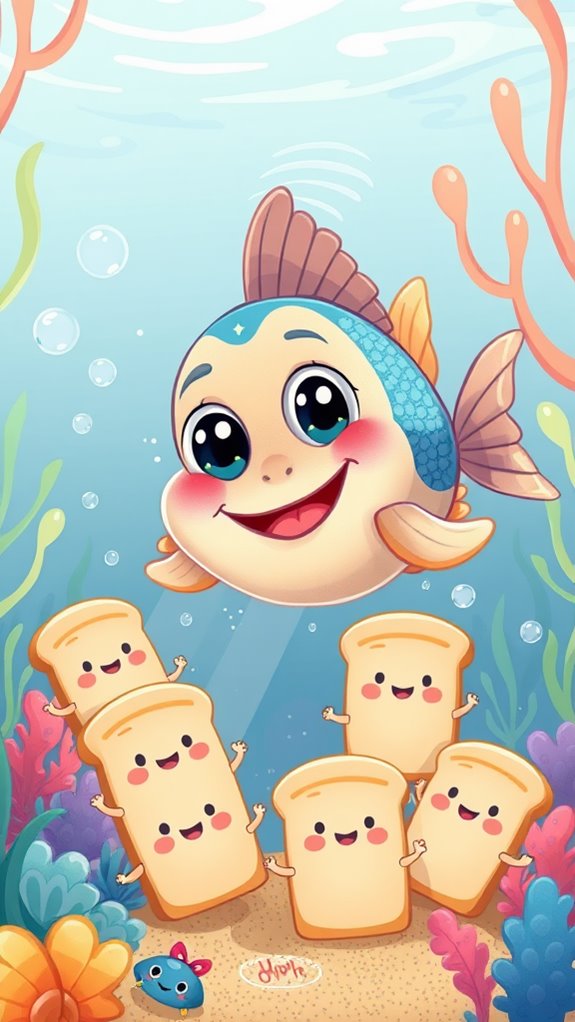 cute fish and loaves