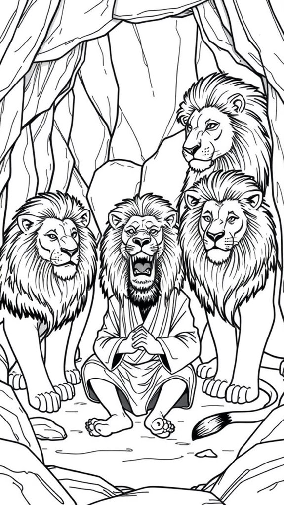 daniel and lions coloring page