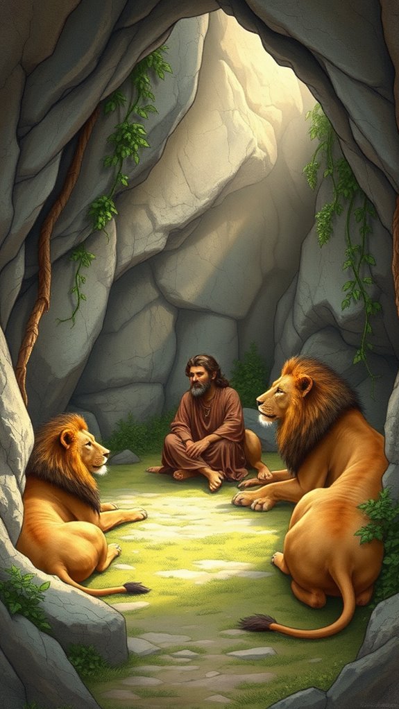 daniel surrounded by lions