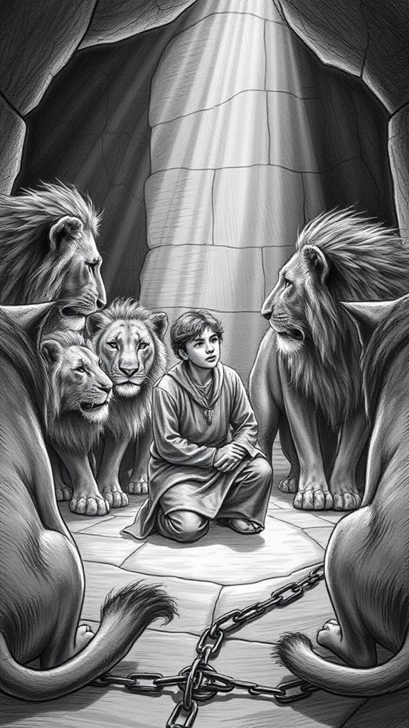 daniel surrounded by lions