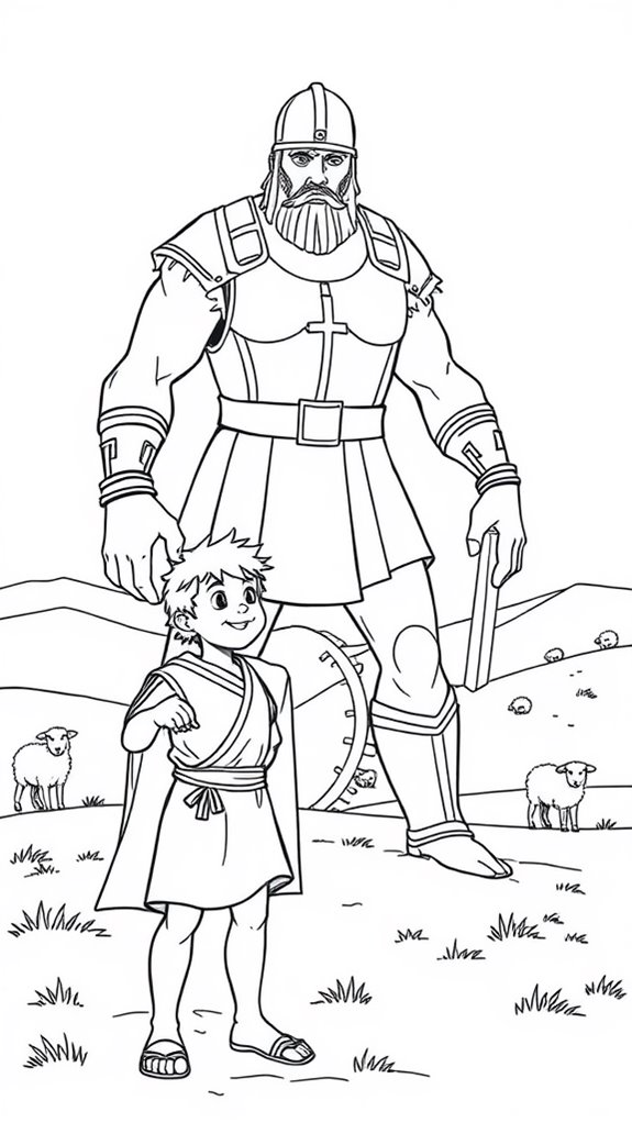 david vs goliath coloring page