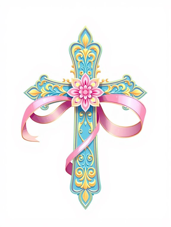 decorative cross with ribbon