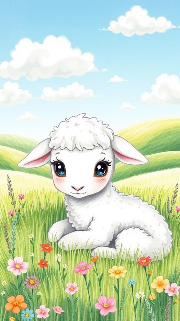 delicate sheep artwork illustration