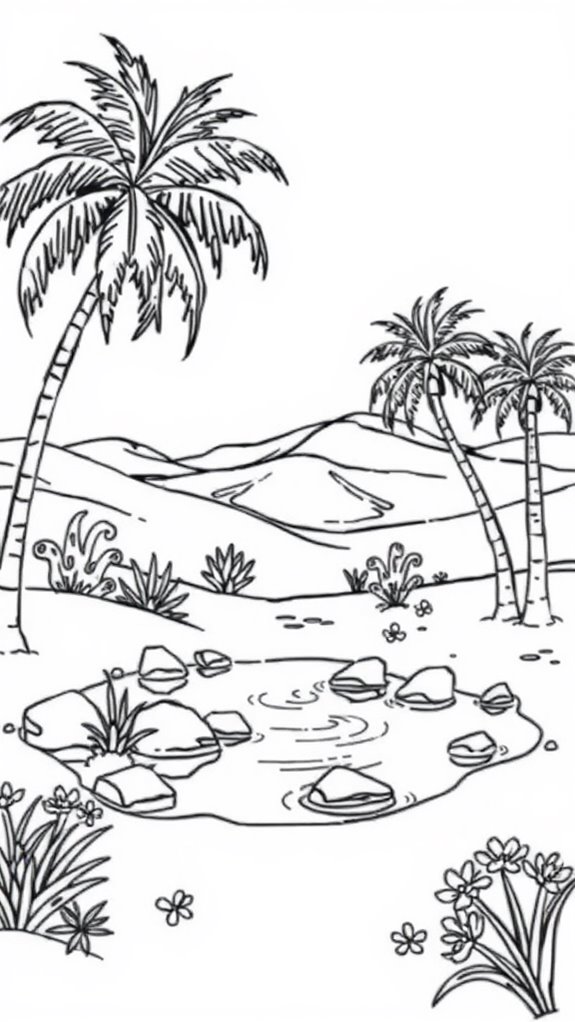 desert oasis coloring page