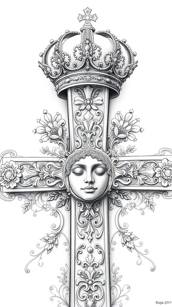 detailed cross and crown