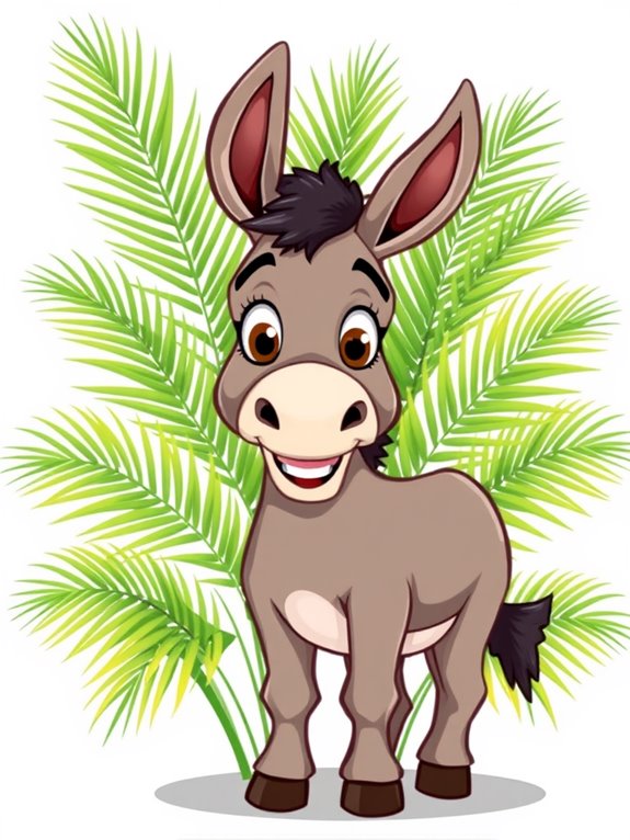 donkey adorned with palm leaves