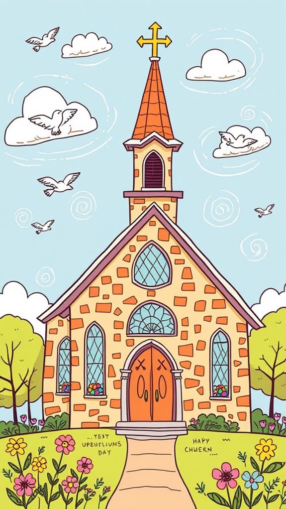 doodle of church building