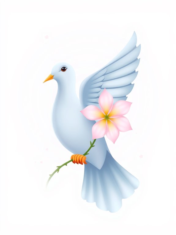 dove adorned with flowers