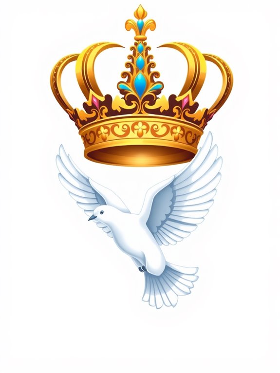 dove atop decorative crown