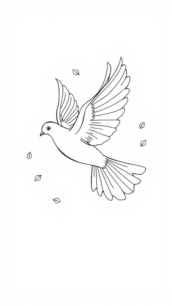 dove depicted in lines