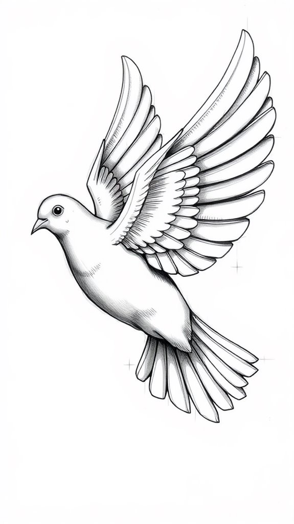 dove drawing in monochrome