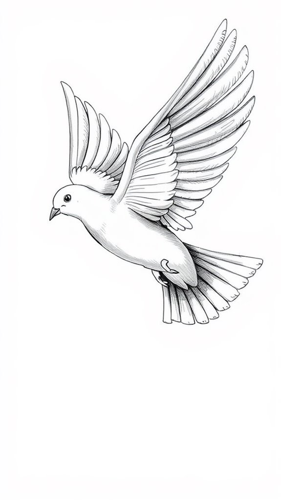 dove drawing in monochrome