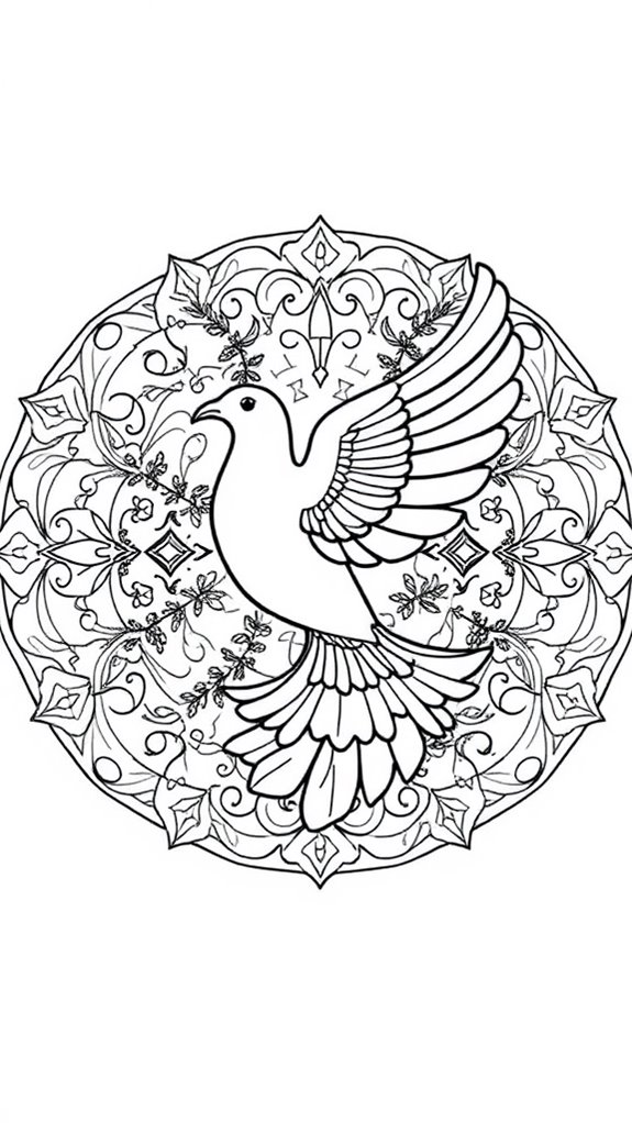 dove mandala coloring page