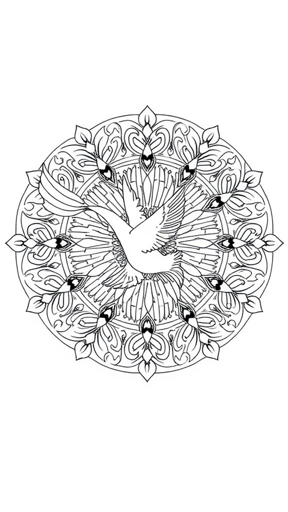 dove mandala line art