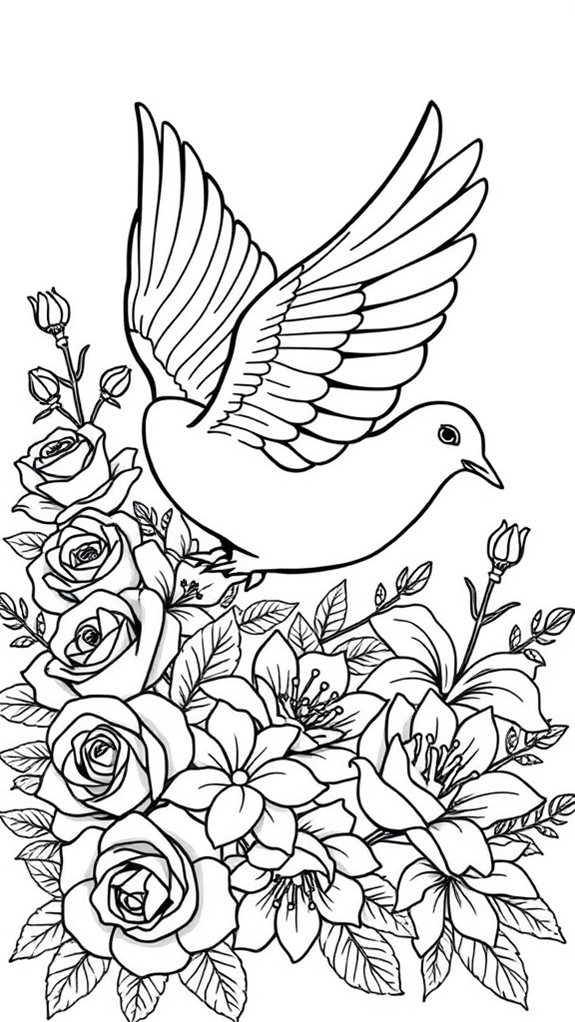 dove surrounded by flowers