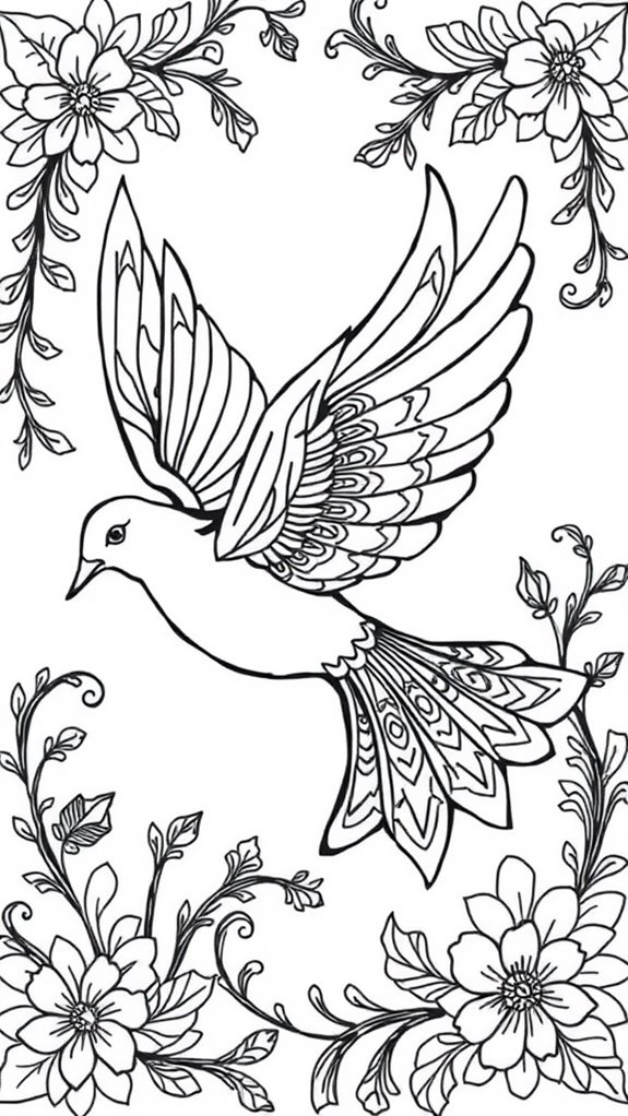 dove themed intricate coloring page