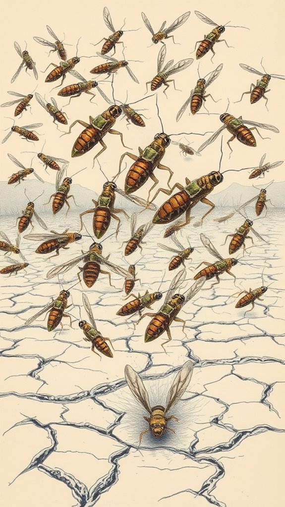 drawing of locusts