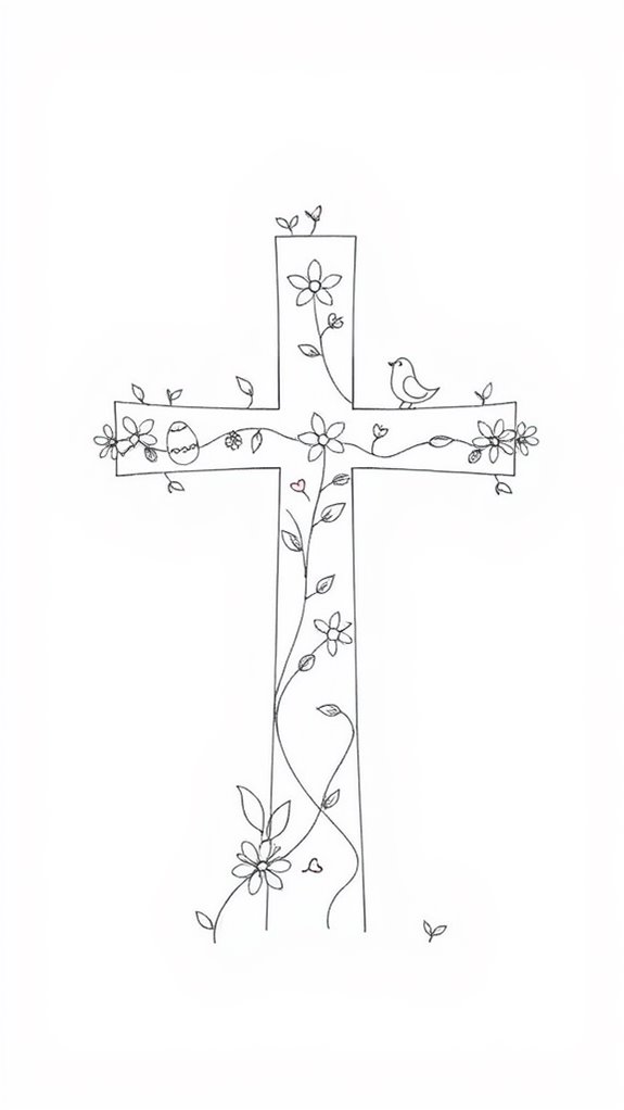 easter cross line art