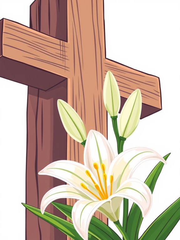 easter lily and cross