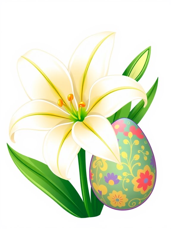 easter lily and egg