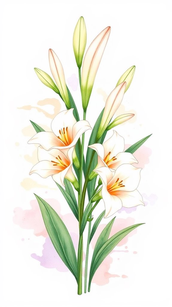 easter lily bouquet drawing