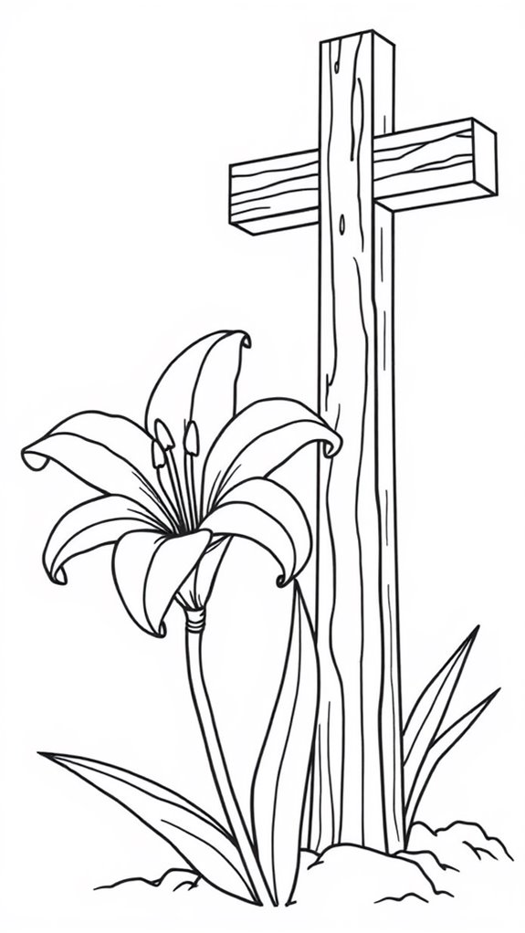 easter lily cross coloring