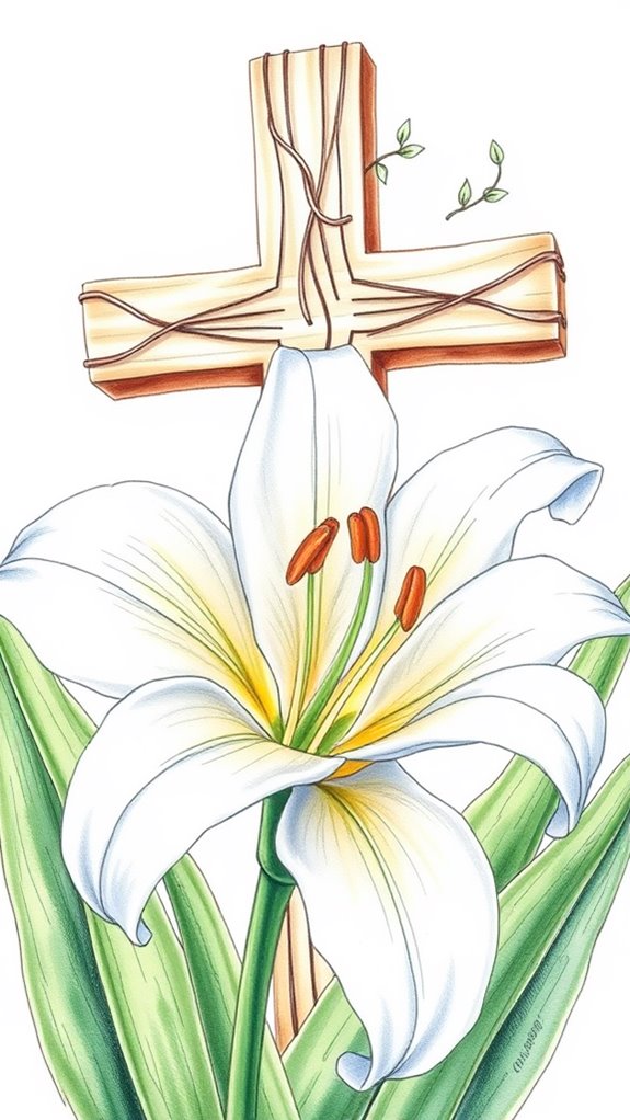 easter lily cross illustration