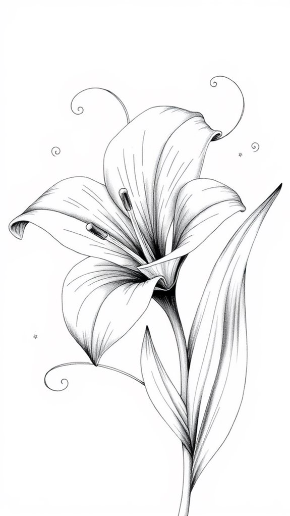 easter lily sketch artwork