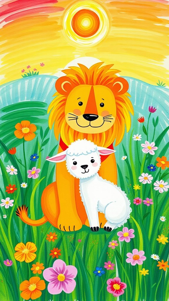 easy lion lamb painting