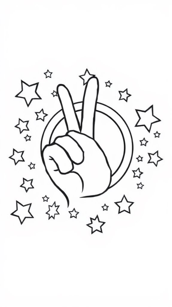 easy peace sign coloring page