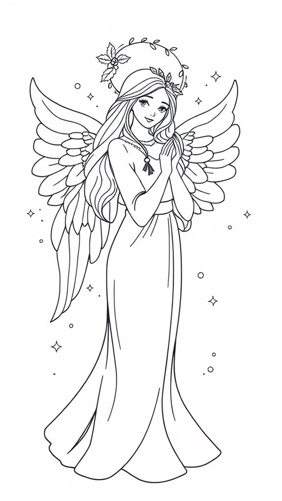 elegant angel line art