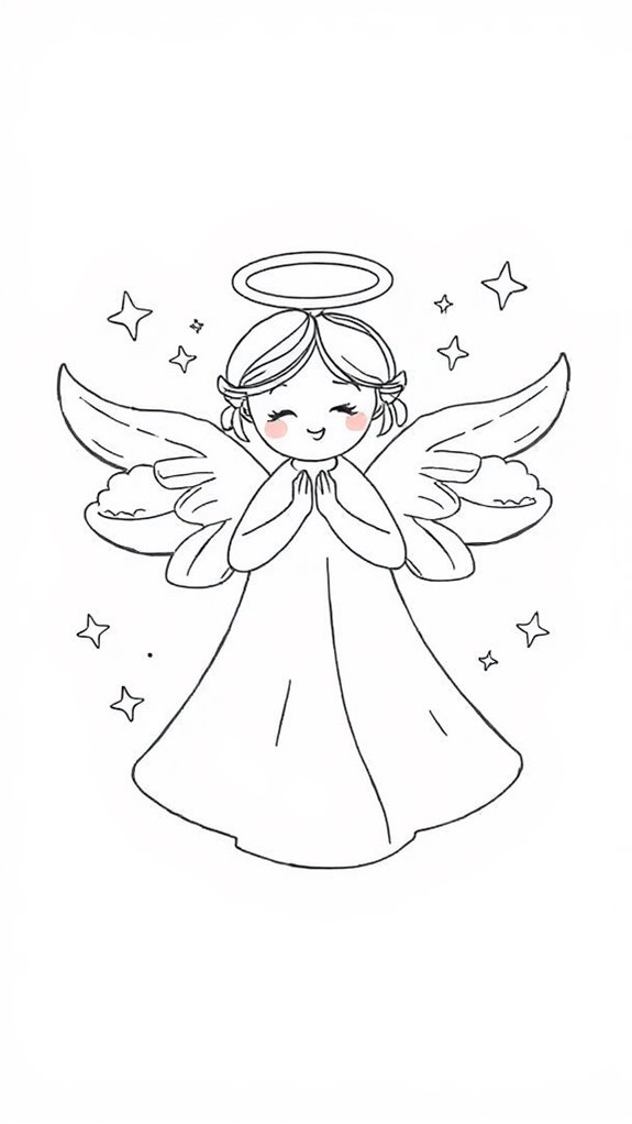 elegant continuous line angel