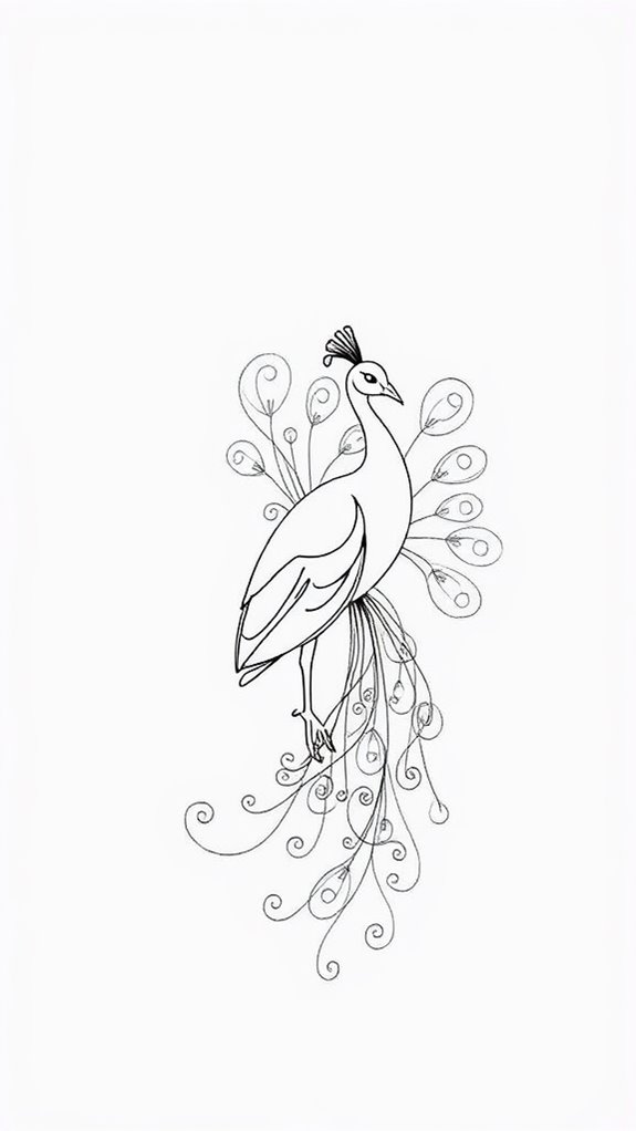 elegant single line peacock illustration