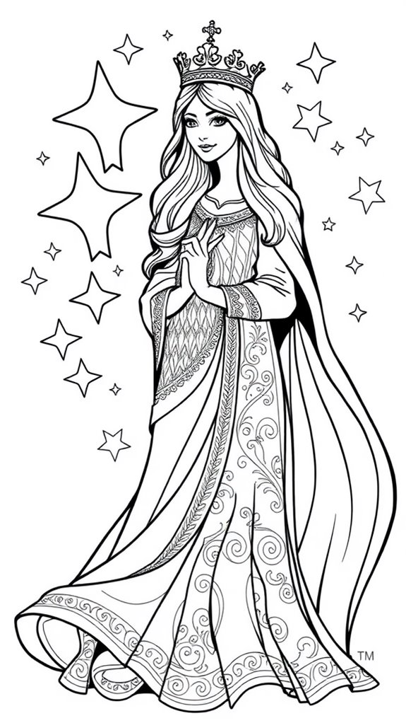 esther coloring page stars