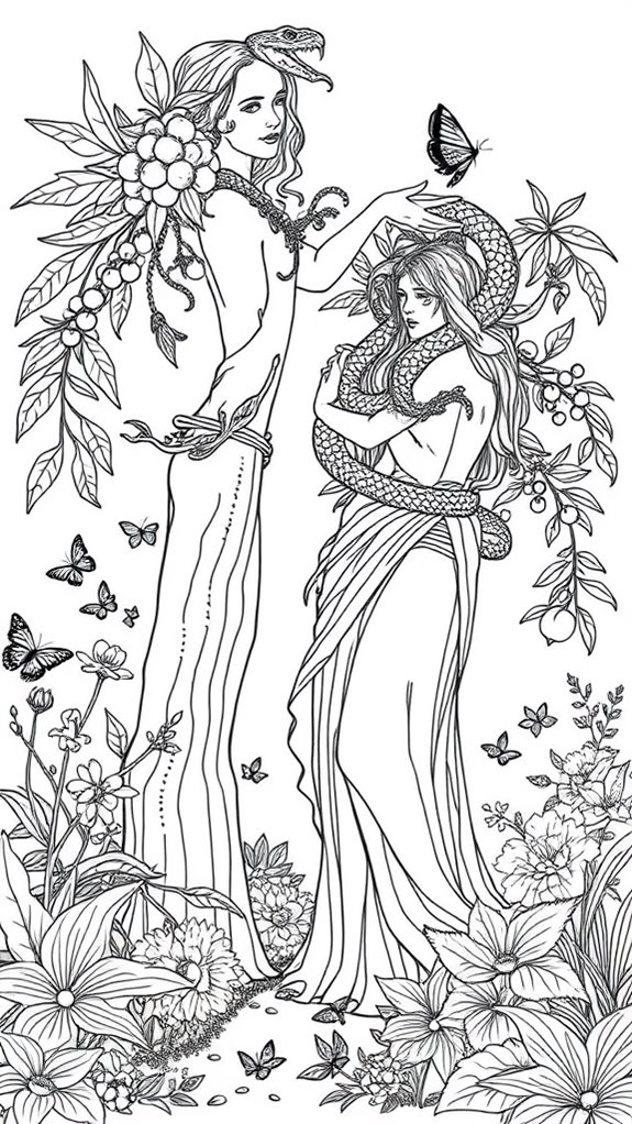 eve and serpent coloring page