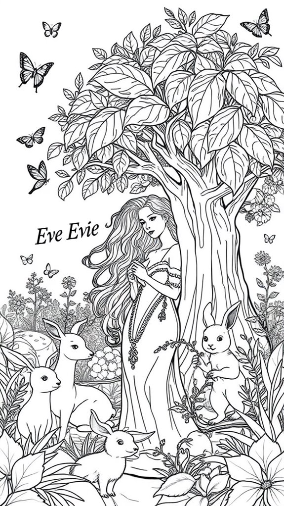 eve surrounded by animals