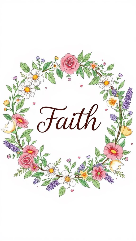 faith themed floral wreath design