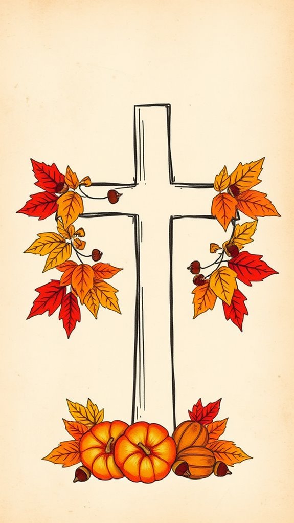 fall themed cross drawing