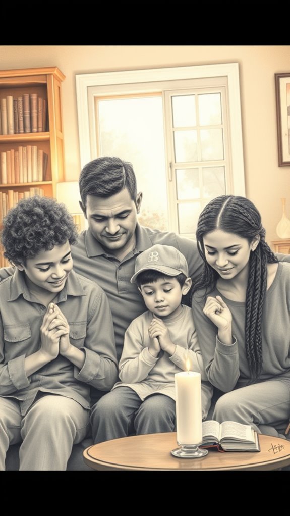 family prayer portrait drawing