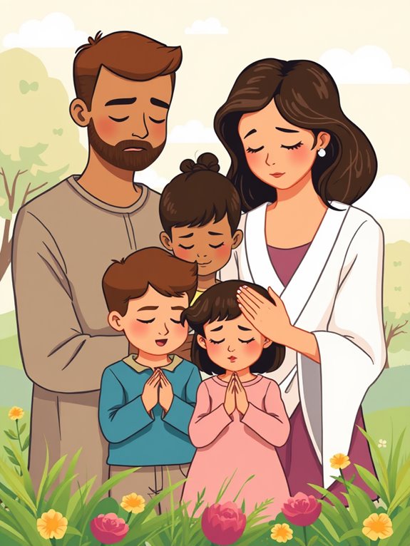 family praying together clipart