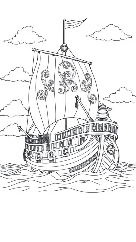 fantasy ship coloring page