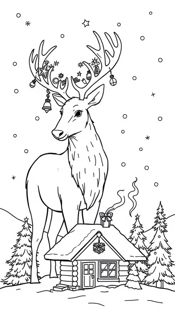 festive reindeer coloring activity