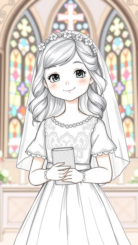 first communion girl sketch