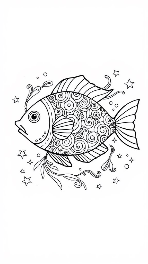 fish coloring page activity