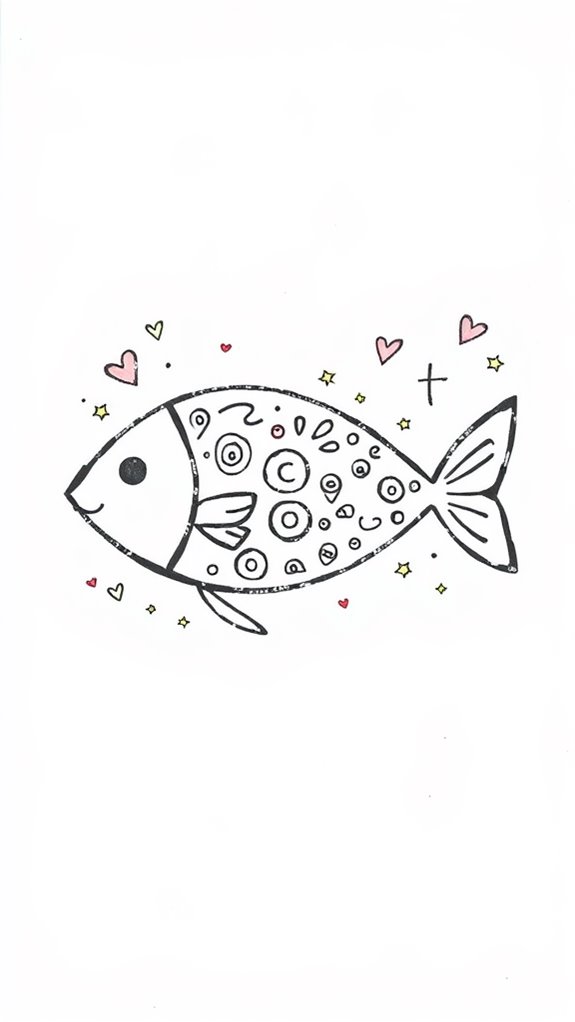 fish symbol doodle drawing