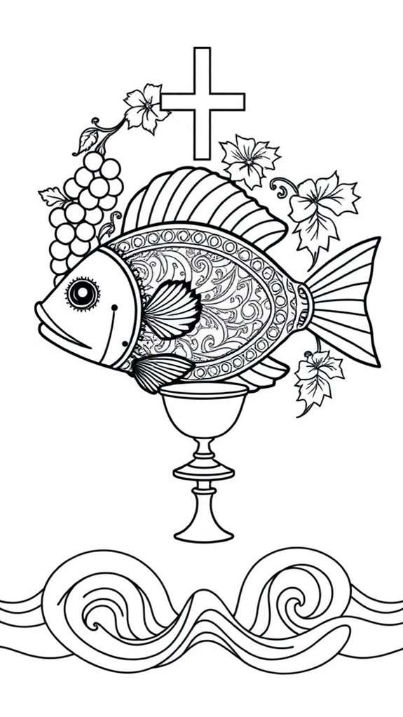 fish themed coloring page