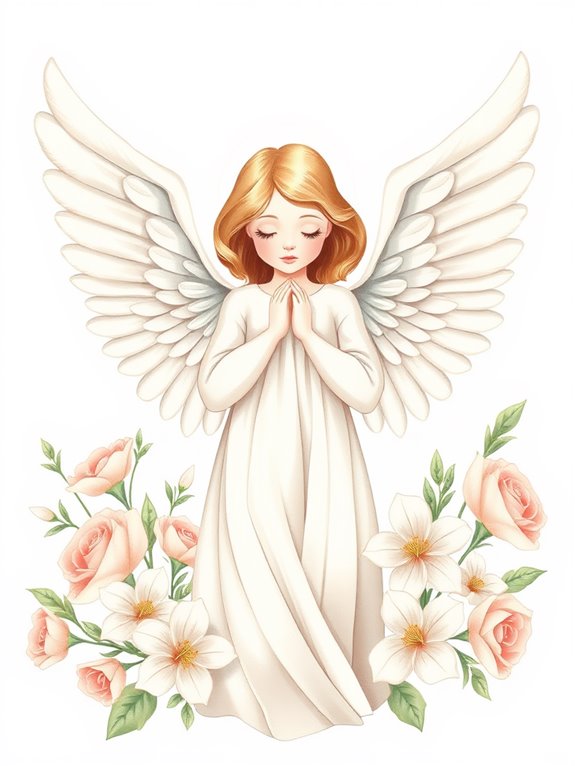 floral angel clipart design