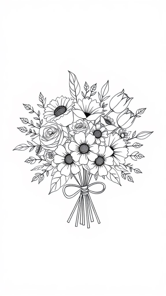 floral bouquet coloring page